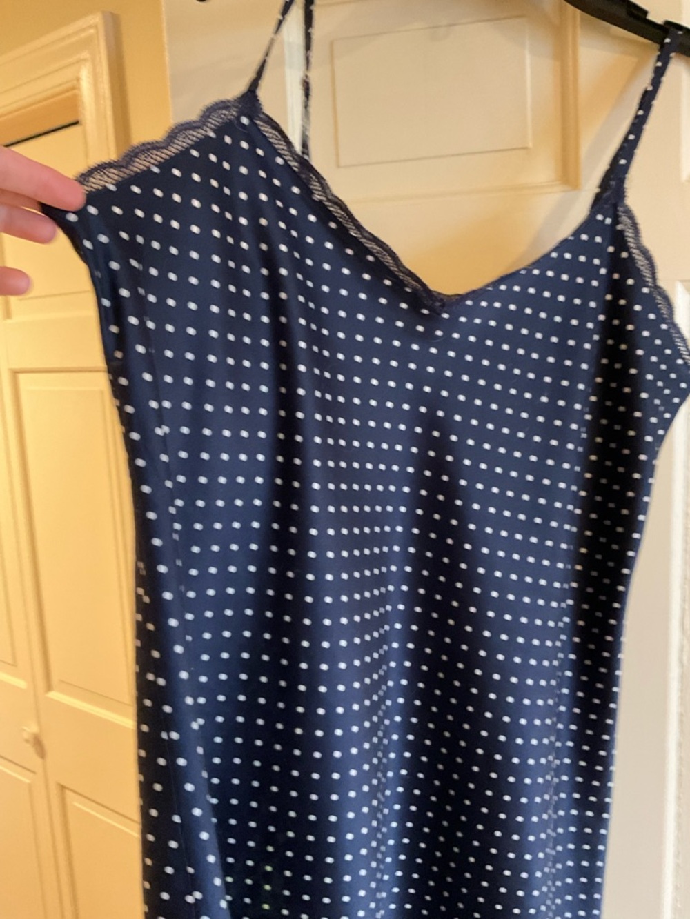 Ralph Lauren Navy Blue Polka Dot Chemise Nightgown Sleepwear L